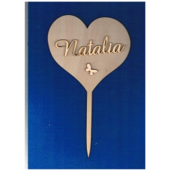 "Natalia" Serce na patyku wysokość 25cm , szer:14,5 cm .